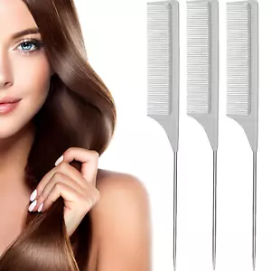 3 Packs Rat Tail Comb Steel Pin Rat Tail Carbon Fiber Heat Resistant Teasing Com - Picture 1 of 12