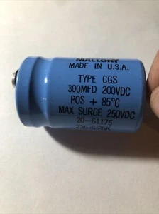 MALLORY 300MFD 200VDC Type CGS 235-8225k 20-61175 Max Surge 250VDC (S48box8) - Picture 1 of 4