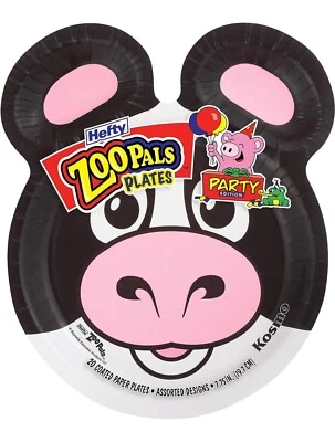 HEFTY ZOO PALS 20 PACK COATED PAPER  PARTY PLATES - 2023 ANIMAL ASSORTMENT NEW - Image 1 of 3