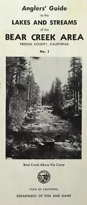 Mapa de pesca vintage CA High Sierras Anglers Guide Bear Creek Fresno County 1959 - Imagen 1 de 10
