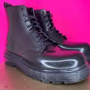 Melissa Coturno Black Jelly Rubber Lace Up Combat Boot Size 7 - Picture 1 of 6