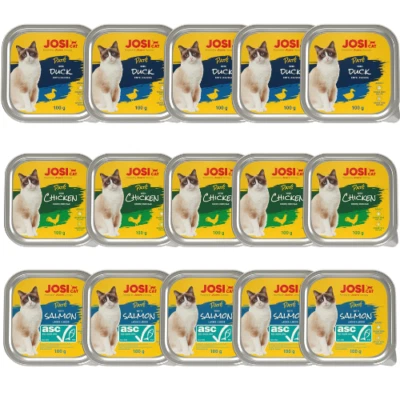 15x100 g JOSERA JosiCat Pastete mit Ente Huhn Lachs getreidefrei adulte Katzen - Bild 1 von 4