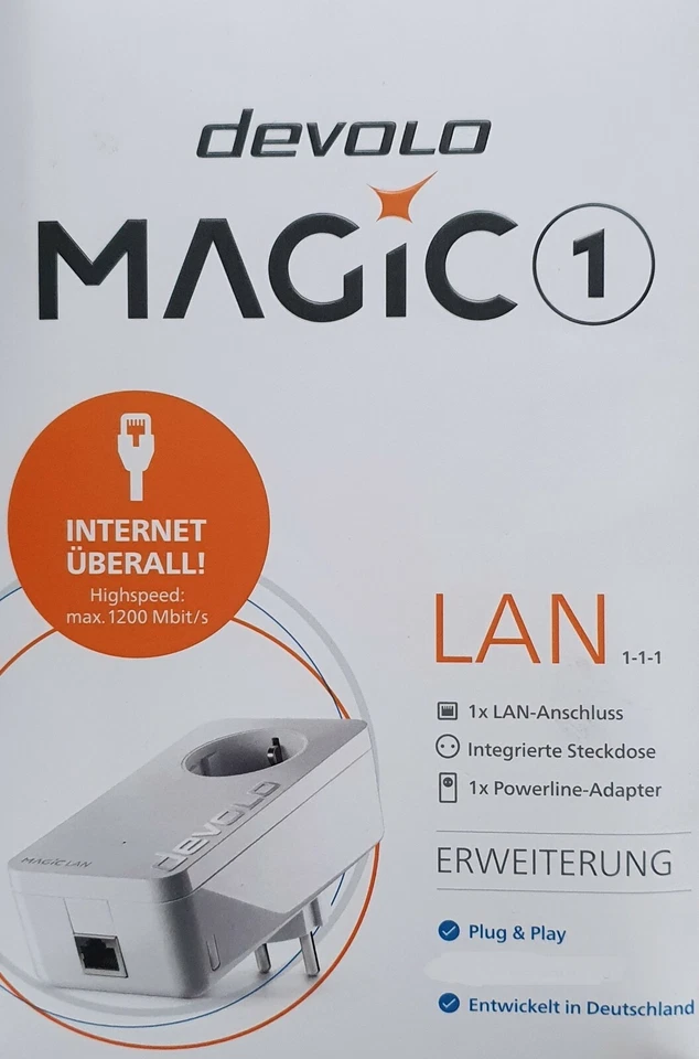 Devolo Magic 1 LAN Ethernet Adapter: Highspeed Powerline-Verbindung bis 1200 MBi - Bild 1 von 1