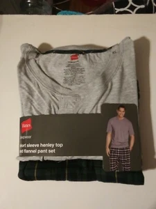 Hanes Set Pigiama Pantaloni di Flanella Manica Corta Henley Top - Uomo X Large - Foto 1 di 5