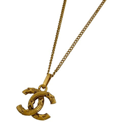 Collana CHANEL (Incastro) Logo CC Collana Ciondolo Oro Placcato Oro Donna