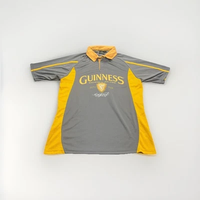 Camisa polo de rugby masculina cinza amarela Guinness Beer M botões médios de rugby - Imagem 1 de 4