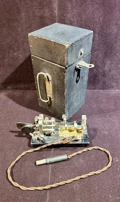 Vibroplex Original Telegraph Key w/ Early Carry Case Brass Label 825 Broadway - Image 1 of 4