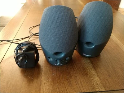 Labtec Spin 50 Multipurpose Stereo Speakers Computer MP3 PC's Gaming Laptop Deck - Image 1 of 4