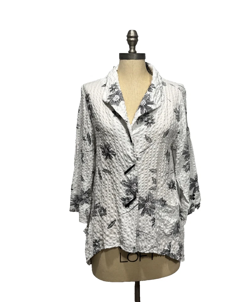 Blusa Top Mujer Nomadic Traders Mezcla de Lino Botón Frontal M Floral Texturizada Foto 1 de 4