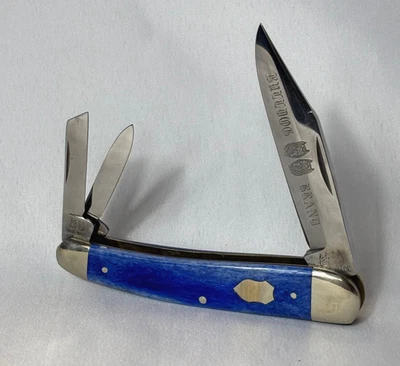 Cuchillo Marca Bulldog Tres Hojas Plegables Stockman Escalas Azules Hecho en Alemania Foto 1 de 4