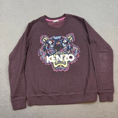 Sudadera Pullover Kenzo Jungle Paris Mujer Pequeña Bordada Tigre Púrpura Foto 1 de 4