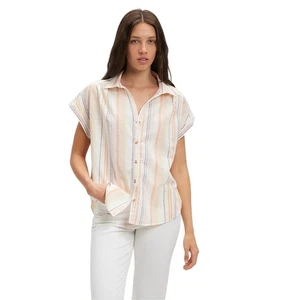 Loft Women's Striped Button Down Short Sleeve Shirt Blouse Casual Plus Size 24 - Picture 1 of 9