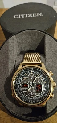 CITIZEN NAVIHAWK AT, ROSE GOLD, 48MM  WITH PAPERS & BOX,  JY8033-51E 2022, IMMAC - Image 1 of 4