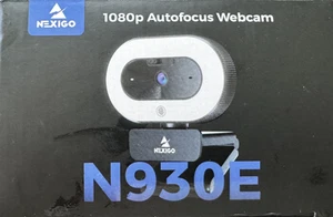 NexiGo N930E Webcam Autofocus Camera 1080P for PC Ring Light Privacy Cover Mic - Afbeelding 1 van 5