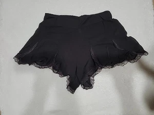 Free People Intimately Black Size M Mini Ruffle Flirty Shorts Pull-on #CB3 - Picture 1 of 9