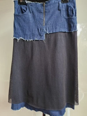 FALDA OLEG CASSINI LUREX DENIM/RED TALLA M ACABADO CRUDO ALGODÓN/SPANDEX Foto 1 de 4