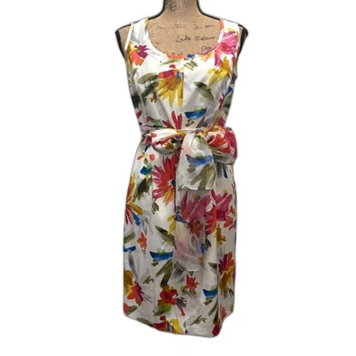 Worth New York 100% Silk Floral Sheath Dress Sleeveless Multicolor Size 6 - Image 1 of 4
