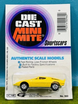 Mini Mite Supercar No. 960 Sportscars Unpunched Card! Die Cast NOC Vintage 1979 - Image 1 of 4
