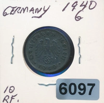 ALEMANIA - 1944-B - 10 PF. WW11 ZINC - #6097 Foto 1 de 2