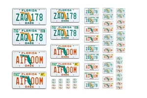 Assorted scale model movie TV car Miami Vice license plates tags 1/25 1/18 - Picture 1 of 1