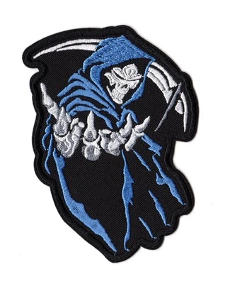 Grim Reaper Patch | Skull Skeleton Scythe Biker Gang Motorcycle Club Scary Logo - Image 1 of 2