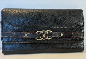 Wilson Leder 7,5" schwarz genarbtes Leder Schnalle Frau dreifach faltbar Organizer Geldbörse - Bild 1 von 9