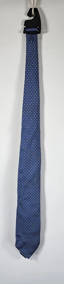 Corbata de seda Angelo Bosani azul amarillo flor geométrica hecha en Italia Foto 1 de 4