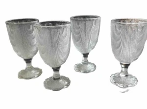 Vtg Shell By Anchor Hocking Frosted Glass Goblets 8 oz Set of 4 Pressed Coastal - Picture 1 of 9