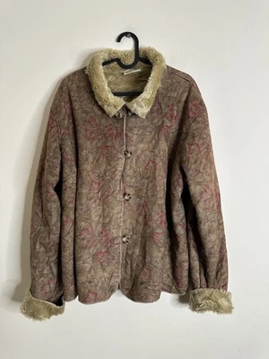 Vintage Coldwater Creek Jacket Size 2XL Faux Fur Floral Pattern Retro y2k 00s 90 - Image 1 of 4