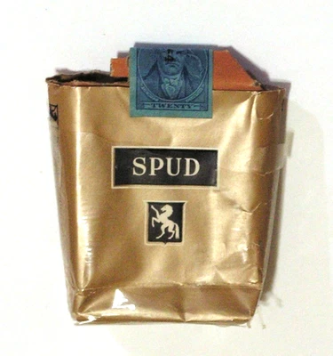 RARO Cigarrillos SPUD de Colección Años 40 Paquete Suave Vacío con Sello Fiscal COMPLETO Foto 1 de 2