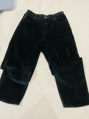 Pantalones de pana Ralph Lauren verde oscuro suaves para mujer pierna cónica talla 12 como nuevos Foto 1 de 4