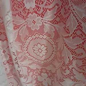 "Tenda trasparente vintage pizzo bianco floreale medaglione trasparente 84" - Foto 1 di 11