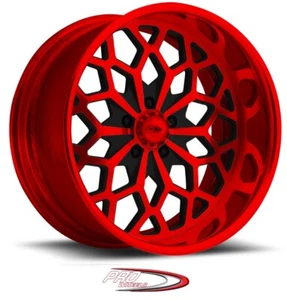 18 PRO WHEELS RIMS SNOWFLAKE CANDY RED YEAR FORGED BILLET ALUMINUM ONE LINE - Picture 1 of 6