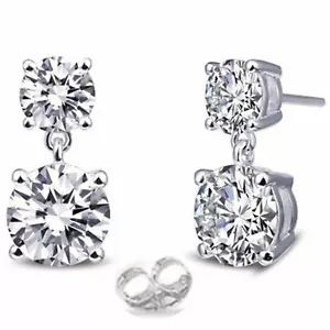 4+Ct Vvs1 White h-i Color Moissanite 925 Sterling Silver Engagement Earrings - Picture 1 of 1