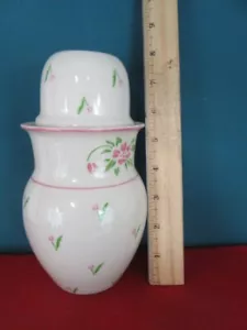 Jarra y taza de agua vintage de cabecera de los años 80 cerámica rosa y blanco tulipanes - Imagen 1 de 6