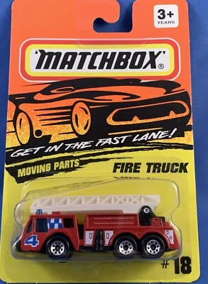 1995 Matchbox FIRE TRUCK engine #18 checkers 4 THAILAND -MB 134 New on Card - Image 1 of 4