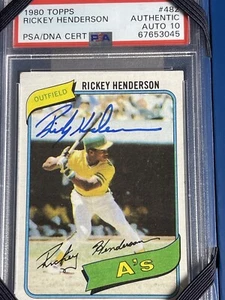 1980 Topps - #482 Rickey Henderson AUTO 10 Rookie Card GEM - Picture 1 of 8