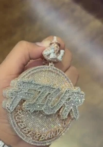 Custom Letter Iced Out "FIUR" VVS Moissanite & 925 Sterling Silver Pendant - Picture 1 of 6
