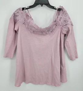 Top donna Meadow Rue rosa medio pizzo spalle fredde cottagecore boho femminile - Foto 1 di 8