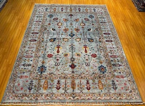 8 X 10 Light Gray Transitional Hand Knotted Afghan Rug - Picture 1 of 11