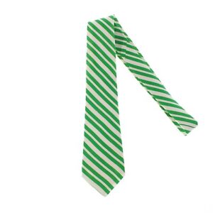 Kiton NWOT 100% Silk Seven Fold Neck Tie in Green/White Stripes Made in Italy