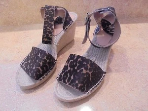 SANDALIAS J CREW LEOPAROS ESTAMPADO PELO DE BECERRO ESPIDRILLE CUÑA CORREA AL TOBILLO 9 ZAPATOS - Imagen 1 de 8