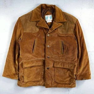 Vintage Mark Tree Corduroy Leather Accent Hunting Jacket Mens 46 Japan 1970s 70s - Picture 1 of 13