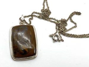 Vintage Pendant Sterling Silver 925 Mookite Jasper Brown 19.91g - Picture 1 of 17
