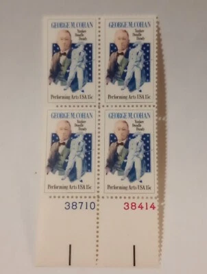 MINT NH OG 15 CENT PERFORMING ARTS STAMP BLOCK CV 3.75 FV 0.60 - Image 1 of 2