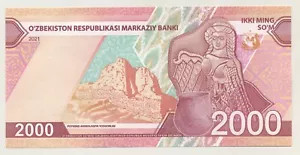 Uzbekistan 2000 Sum 2021 Pick 87 UNC Uncirculated Banknote - Picture 1 of 2
