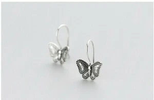 925 Sterling Silver Butterfly Earrings Vintage hook stud post AU stock - Picture 1 of 5