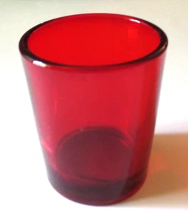 Pequeño vidrio rojo oscuro vintage agrietado "D USA" - Imagen 1 de 6