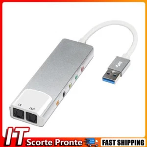 Scheda audio USB AC-3 DTS Scheda audio esterna SPDIF per computer PC (Argento) - Foto 1 di 8