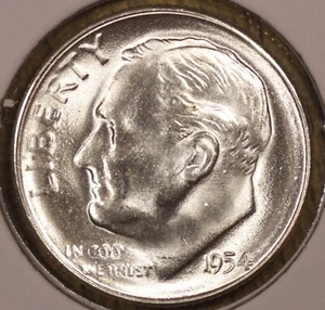 S 1954 sin elección ¡Bu bandas completas! Moneda de diez centavos Roosevelt FS-901 54S710 - Imagen 1 de 3